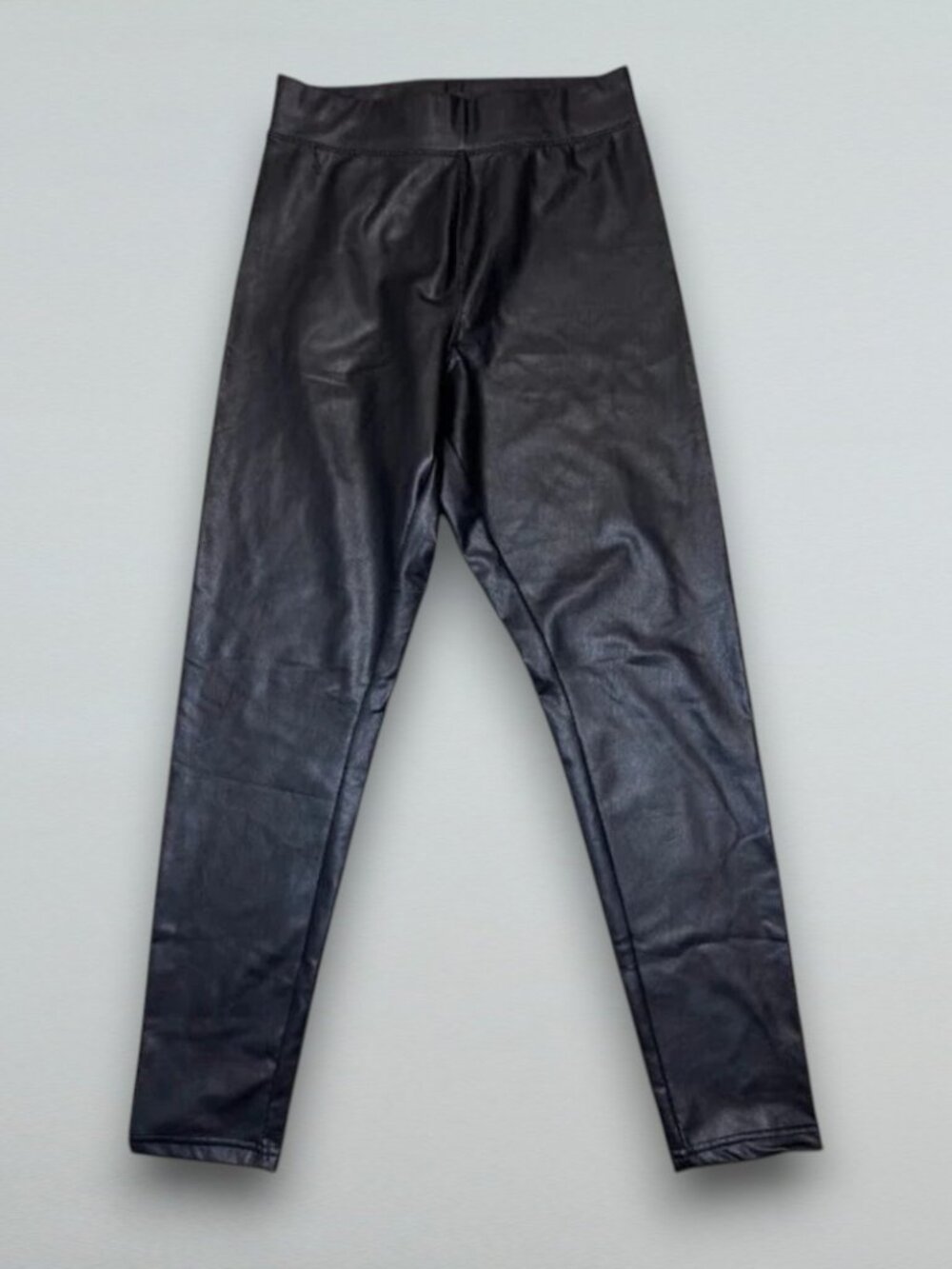 Black Faux Leather Leggings High Rise Pull On Stretch Skinny Pants Large